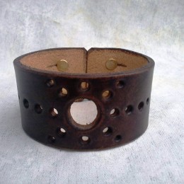 Obrázek výrobku: Ručně řezaný kožený náramek z pravé kůže4, široký 4cm